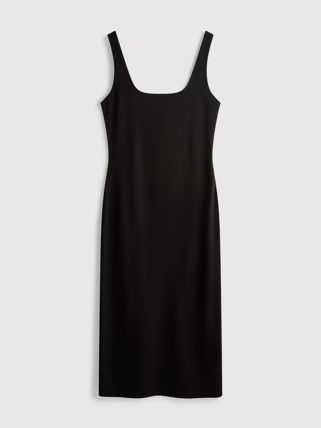 Midi-Kleid mit quadratischem Ausschnitt im Second-Skin-Look