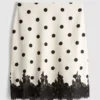 Midi-Rock aus Baumwollmischung mit Spitzenbesatz und Polka-Dots