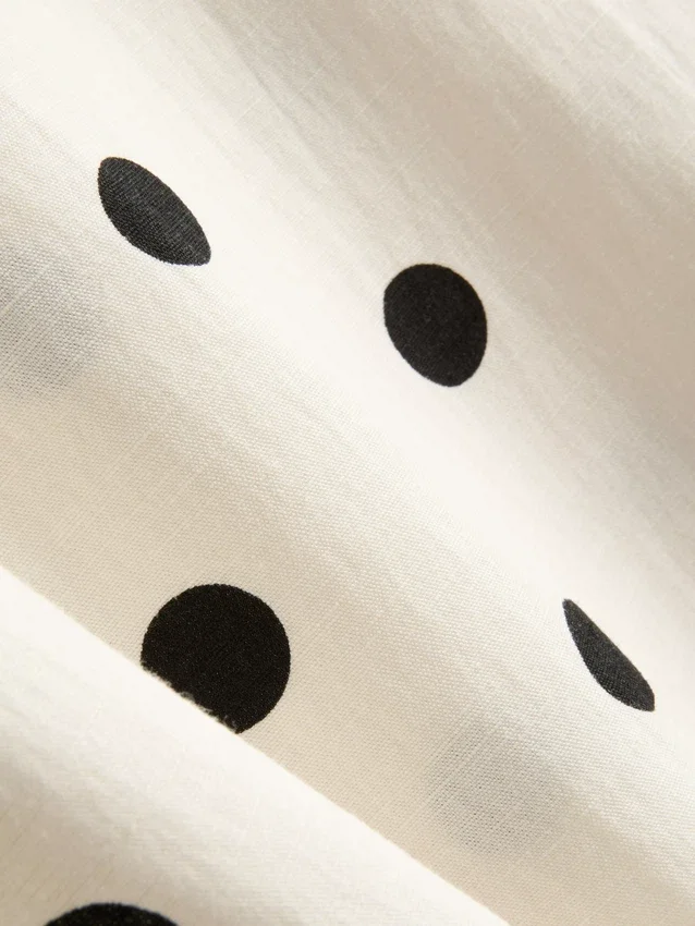 Midi-Rock aus Baumwollmischung mit Spitzenbesatz und Polka-Dots