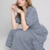 Midi-Smockkleid aus Baumwoll-Seersucker