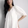 Midi-Smockkleid aus Baumwoll-Seersucker