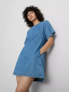 Mini-Etuikleid aus Baumwoll-Denim