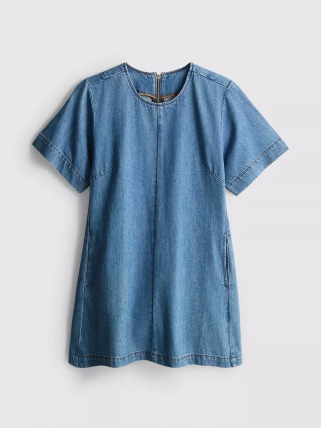 Mini-Etuikleid aus Baumwoll-Denim