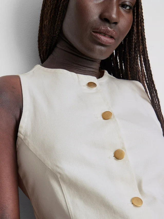 Mini-Kleid aus Baumwoll-Denim mit Knopfleiste