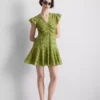 Mini-Kleid aus Baumwolle mit Lochstickerei und Rüschen