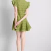 Mini-Kleid aus Baumwolle mit Lochstickerei und Rüschen
