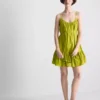 Mini-Kleid aus Popeline mit Rüschen und Trägern