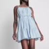 Mini-Kleid aus Popeline mit Rüschen und Trägern