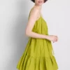 Mini-Kleid aus Popeline mit Rüschen und Trägern