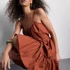 Mini-Kleid aus Popeline mit Rüschen und Trägern