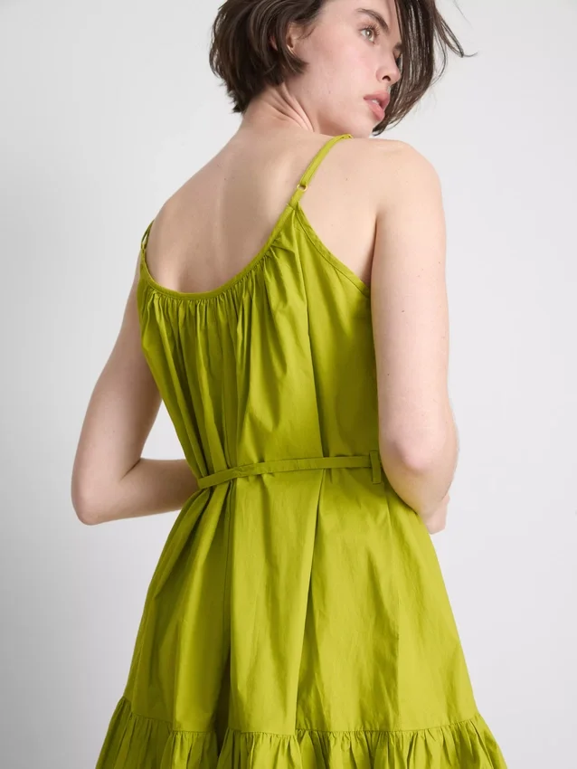 Mini-Kleid aus Popeline mit Rüschen und Trägern
