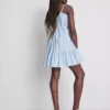 Mini-Kleid aus Popeline mit Rüschen und Trägern