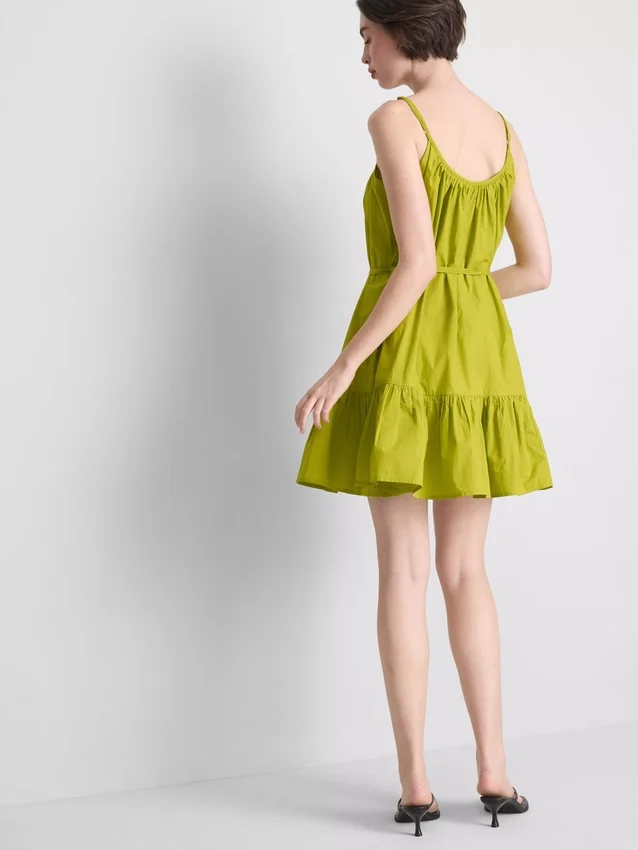 Mini-Kleid aus Popeline mit Rüschen und Trägern