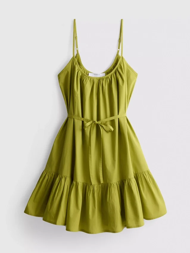 Mini-Kleid aus Popeline mit Rüschen und Trägern