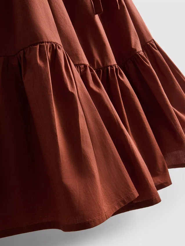 Mini-Kleid aus Popeline mit Rüschen und Trägern
