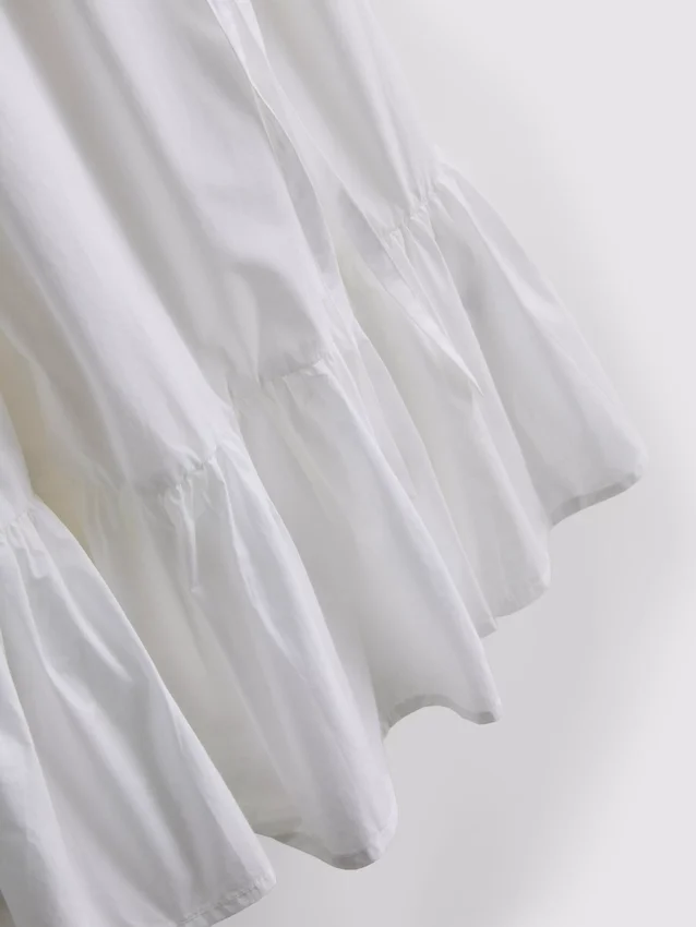 Mini-Kleid aus Popeline mit Rüschen und Trägern