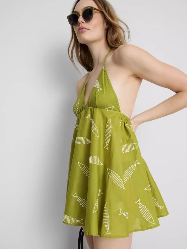 Mini-Kleid mit Fischstickerei