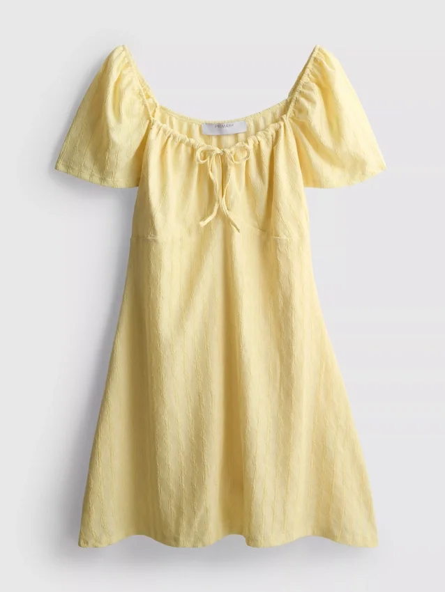 Mini-Kleid mit gekräuselten Flügelärmeln