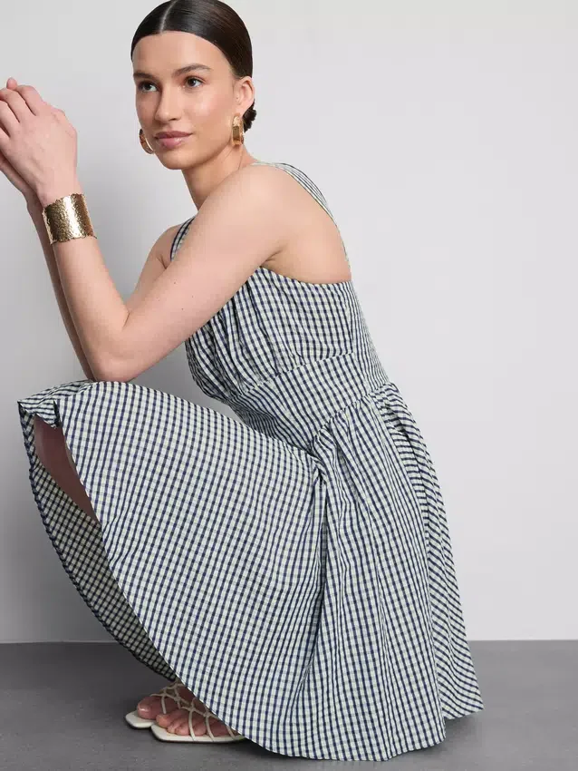 Mini-Korsett-Kleid mit Gingham-Muster