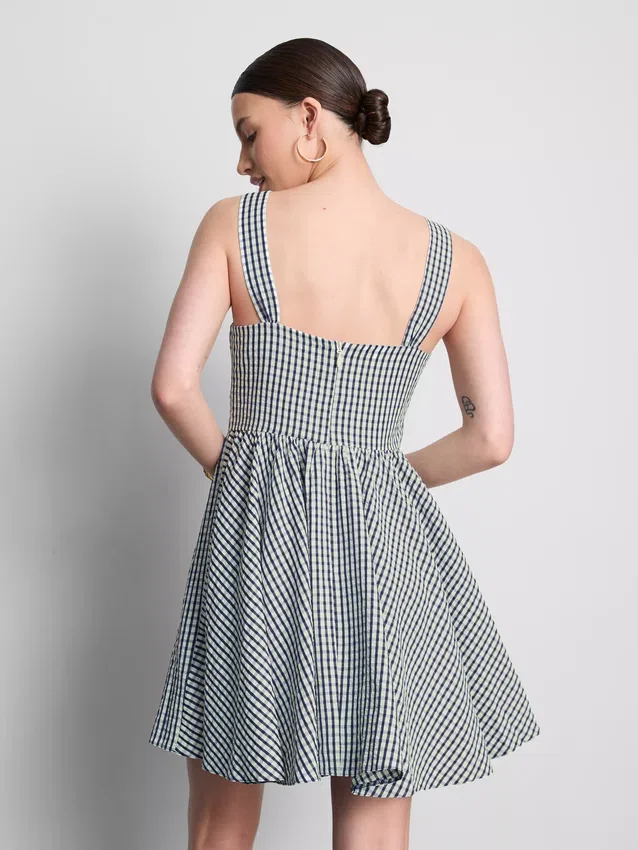 Mini-Korsett-Kleid mit Gingham-Muster