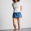 Mini-Skort aus Baumwoll-Denim