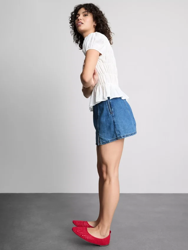 Mini-Skort aus Baumwoll-Denim