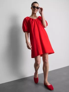 Mini-Smockkleid mit Puffärmeln