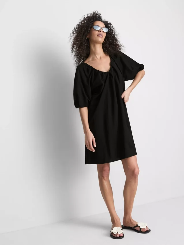 Mini-Smockkleid mit Puffärmeln
