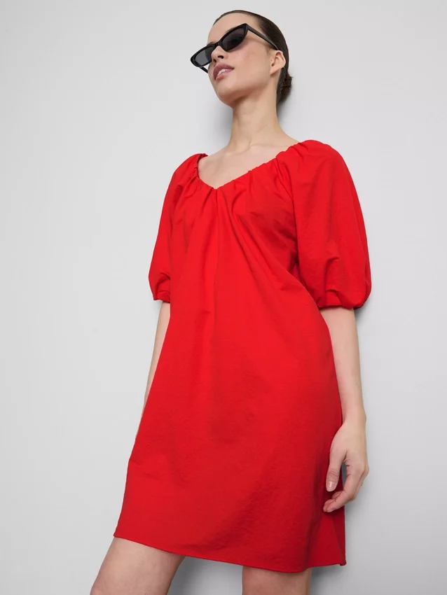 Mini-Smockkleid mit Puffärmeln