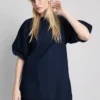 Minikleid aus Baumwoll-Denim mit Puffärmeln