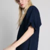 Minikleid aus Baumwoll-Denim mit Puffärmeln