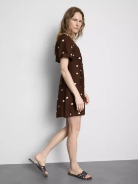 Minikleid mit Puffärmeln und Knopfleiste