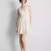Minikleid mit V-Ausschnitt aus Crinkle-Stoff