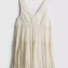 Minikleid mit V-Ausschnitt aus Crinkle-Stoff