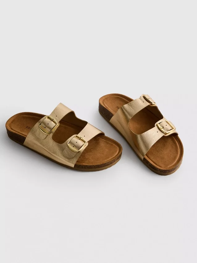 Mule-Sandalen mit doppeltem Schnallenriemen