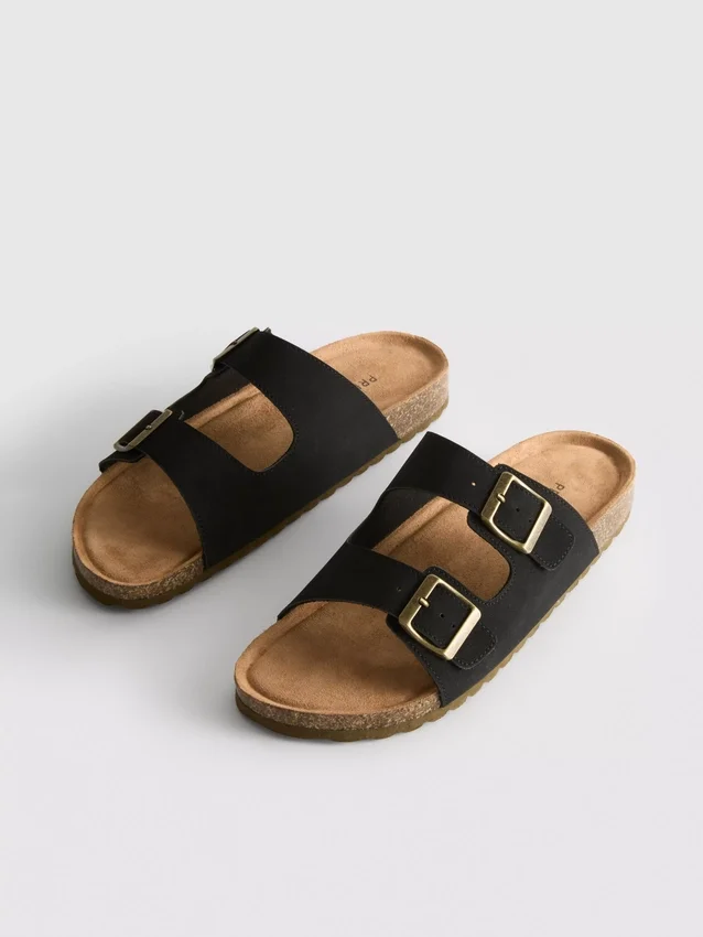 Mule-Sandalen mit doppeltem Schnallenriemen