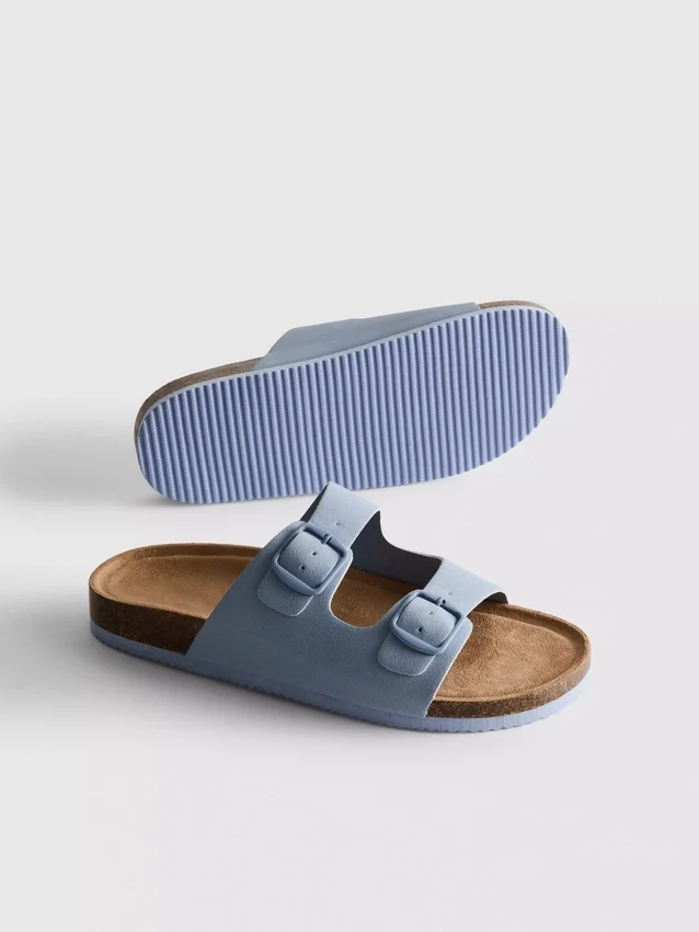 Mule-Sandalen mit doppeltem Schnallenriemen