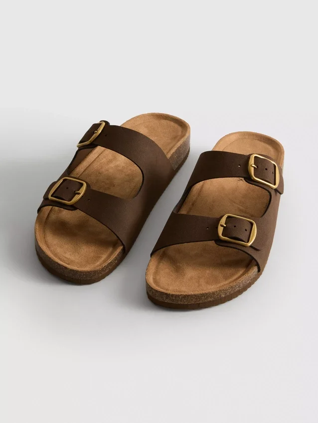 Mule-Sandalen mit doppeltem Schnallenriemen