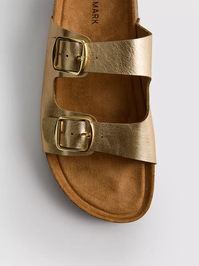Mule-Sandalen mit doppeltem Schnallenriemen