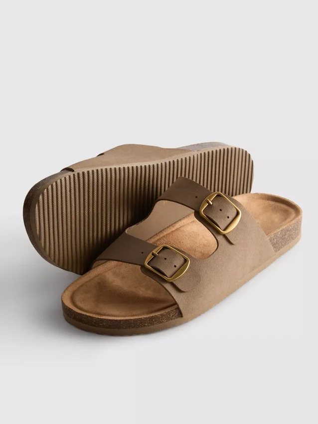 Mule-Sandalen mit doppeltem Schnallenriemen