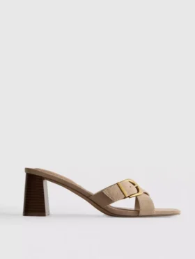 Mule-Sandalen mit Schnalle und Blockabsatz