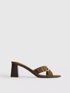 Mule-Sandalen mit Schnalle und Blockabsatz