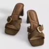 Mule-Sandalen mit Schnalle und Blockabsatz