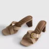 Mule-Sandalen mit Schnalle und Blockabsatz