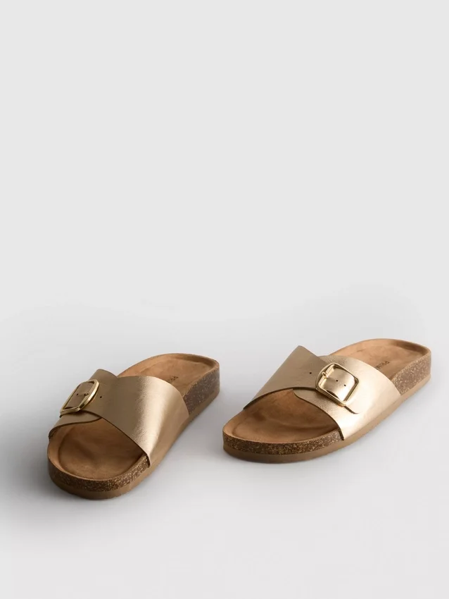 Mule-Sandalen mit Schnallenriemen