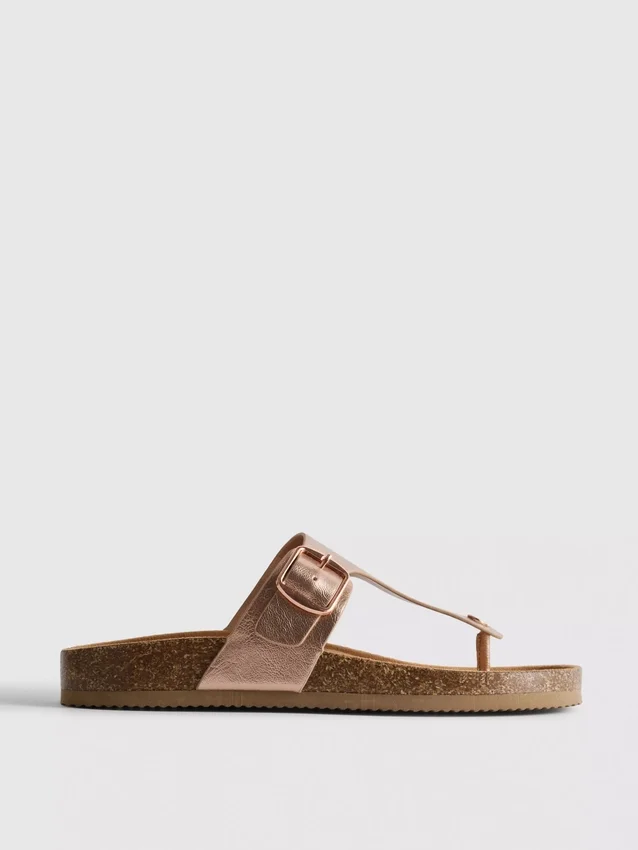Mule-Sandalen mit T-Steg und Schnalle