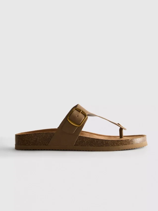 Mule-Sandalen mit T-Steg und Schnalle