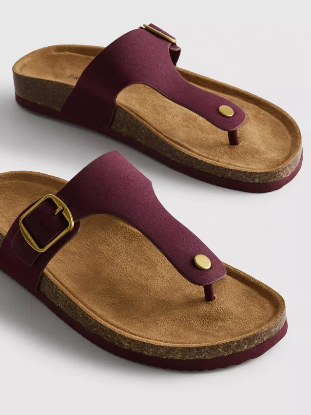 Mule-Sandalen mit T-Steg und Schnalle