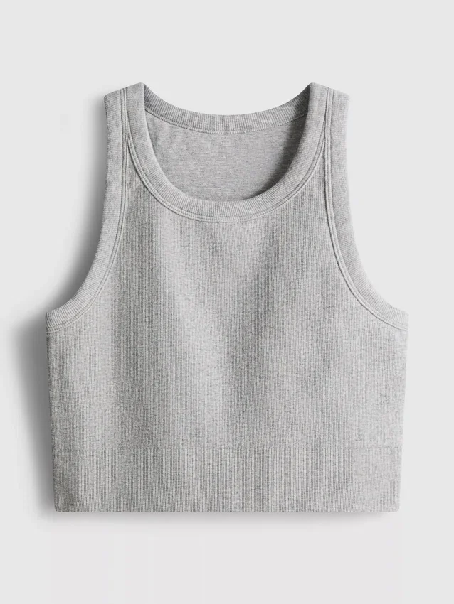 Nahtloses, geripptes, kurzes Tanktop