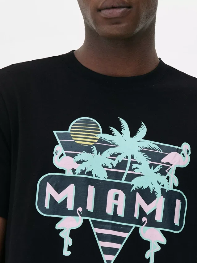 Neon-Hemd mit Miami-Motiv